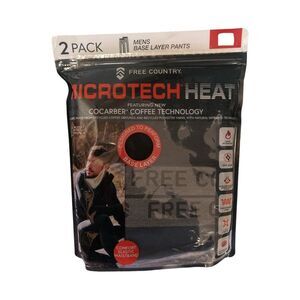 Free Country Men's Microtech Heat Base Layer Pant, H40MB3918-2S-2 Pack - Black
